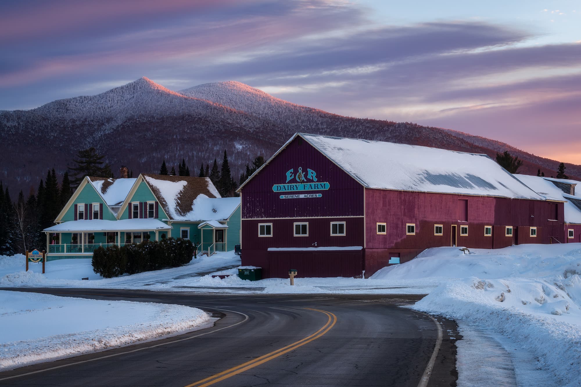 Dairy Farm Winter Sunset