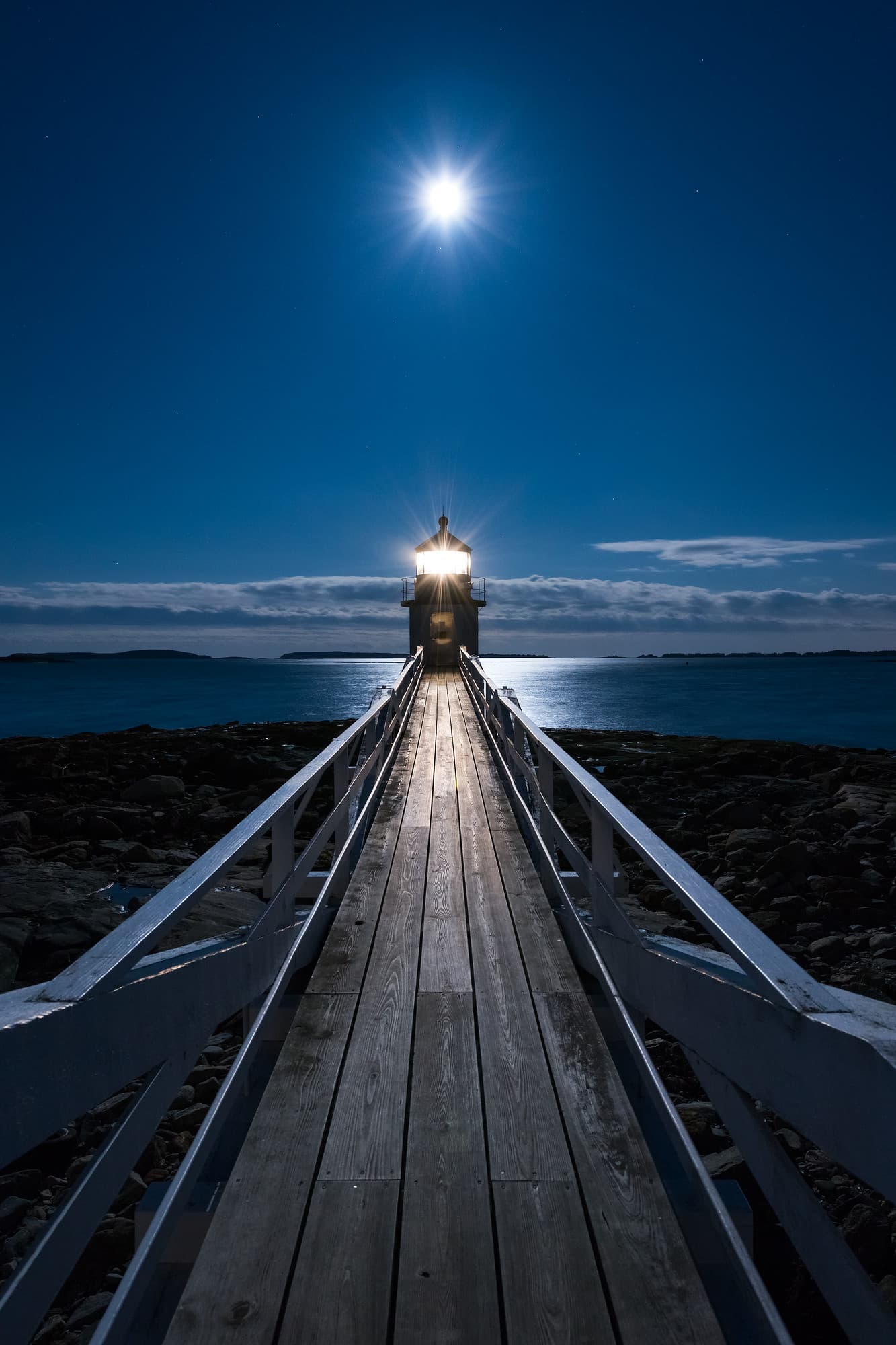 Moon Over Marshall Point Lighthouse