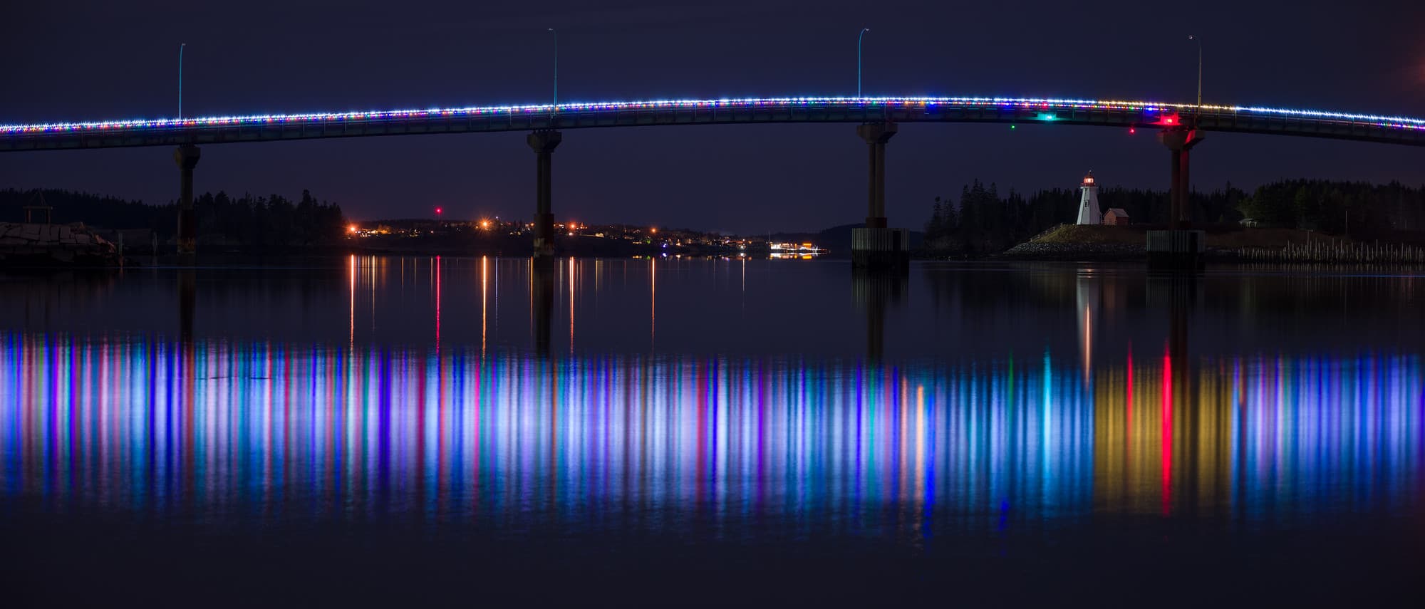 Christmas Lights on Campobello Bridge