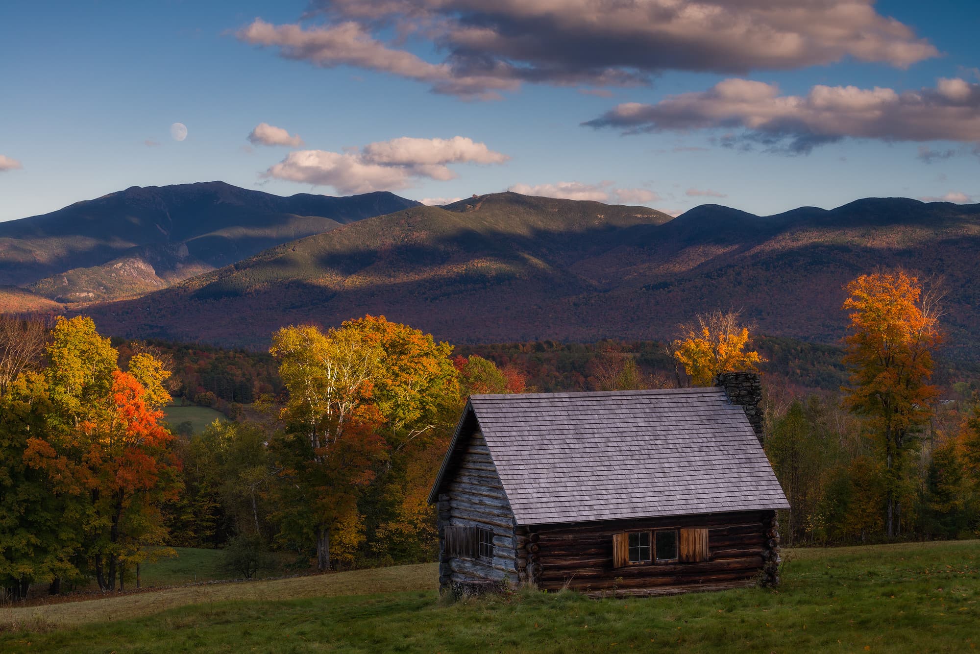 Autumn Cabin Moonrise