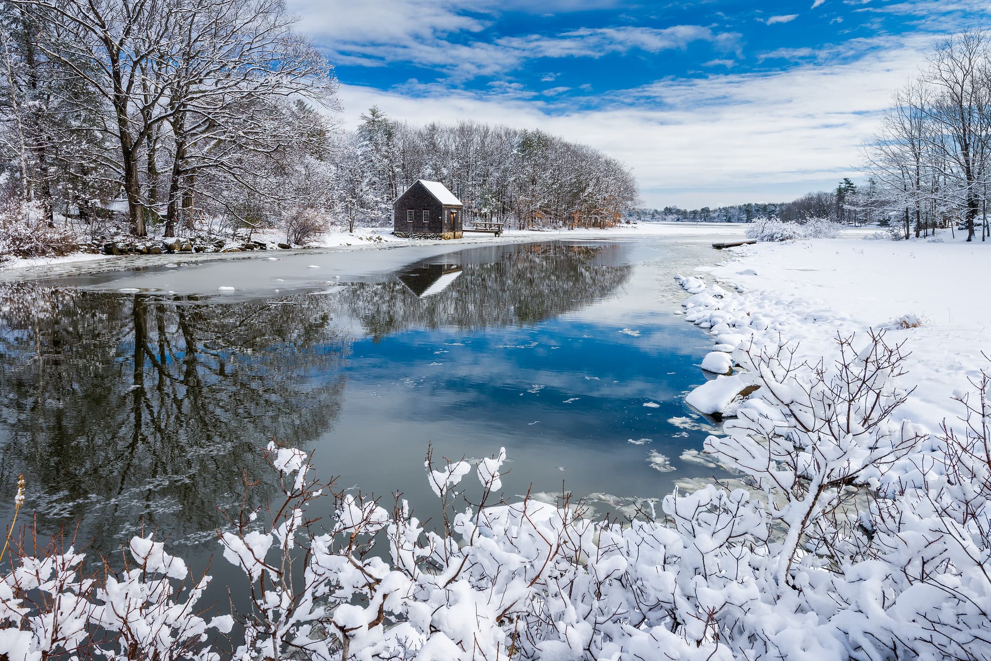 Boathouse on a Winter Morning