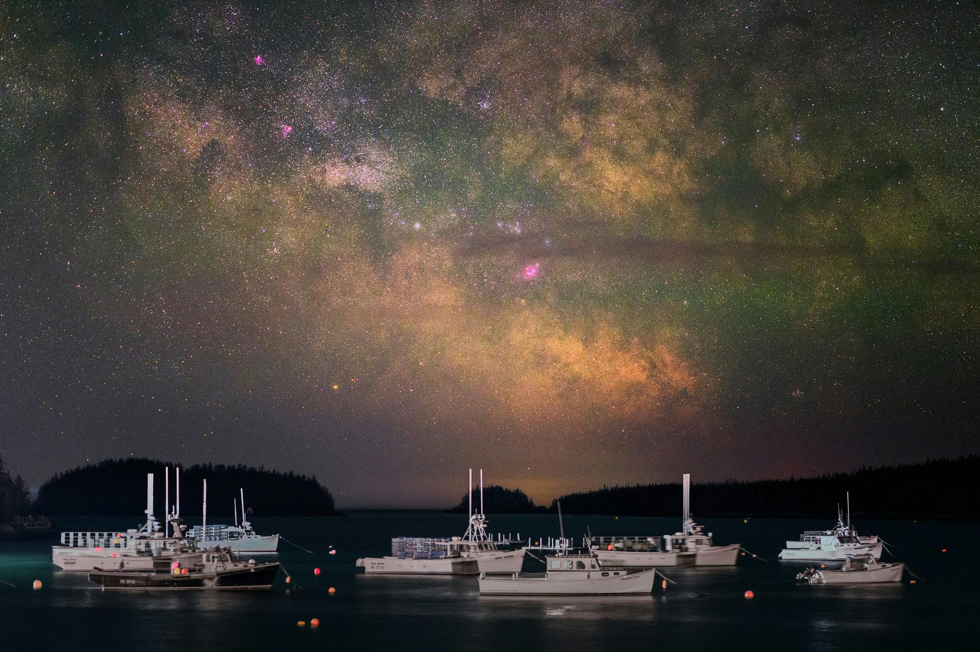 Milky Way Over Lobster Boats In Cutler Harbor