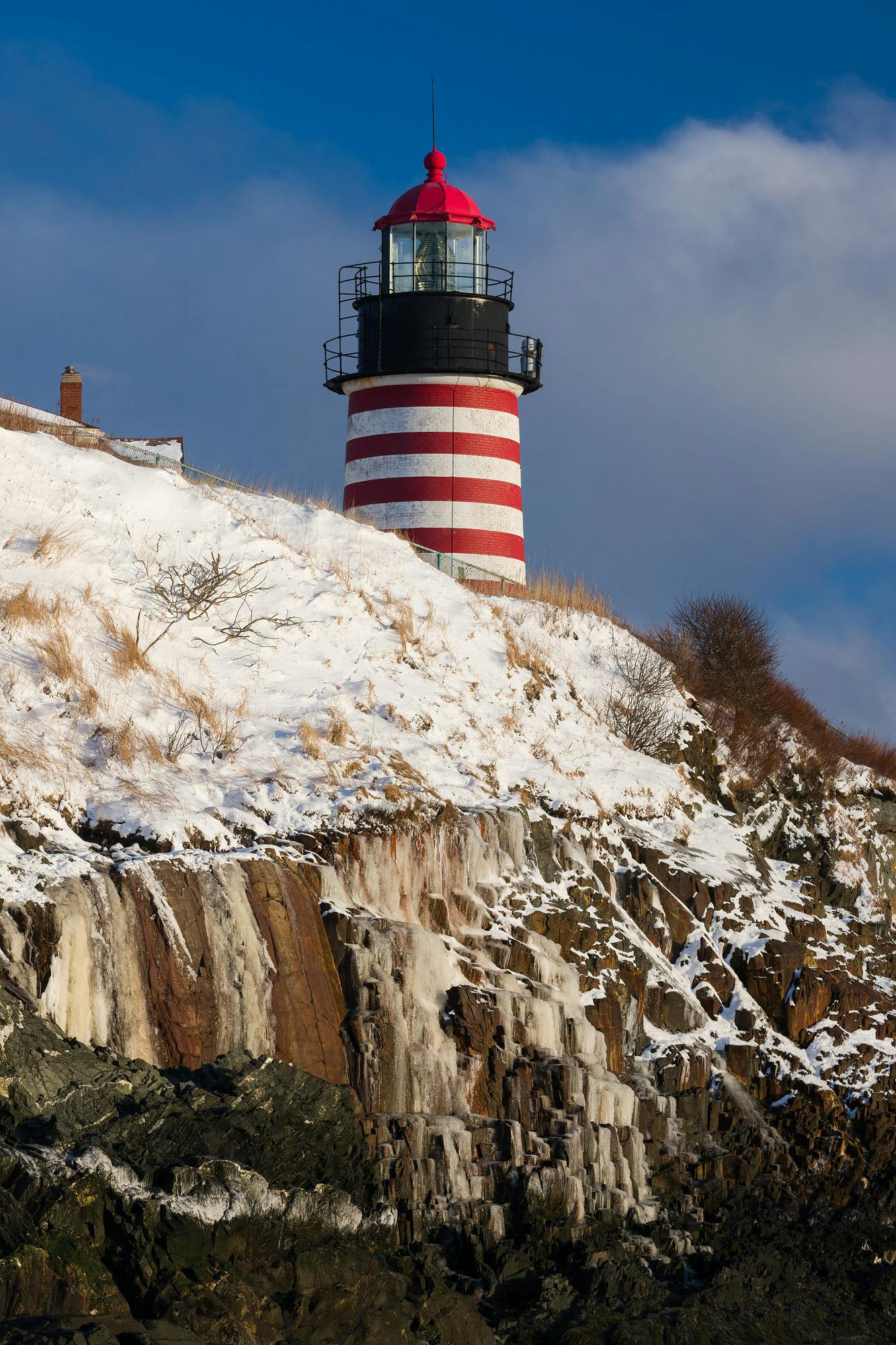 Snow and Ice at West Quoddy Head Lighthouse
