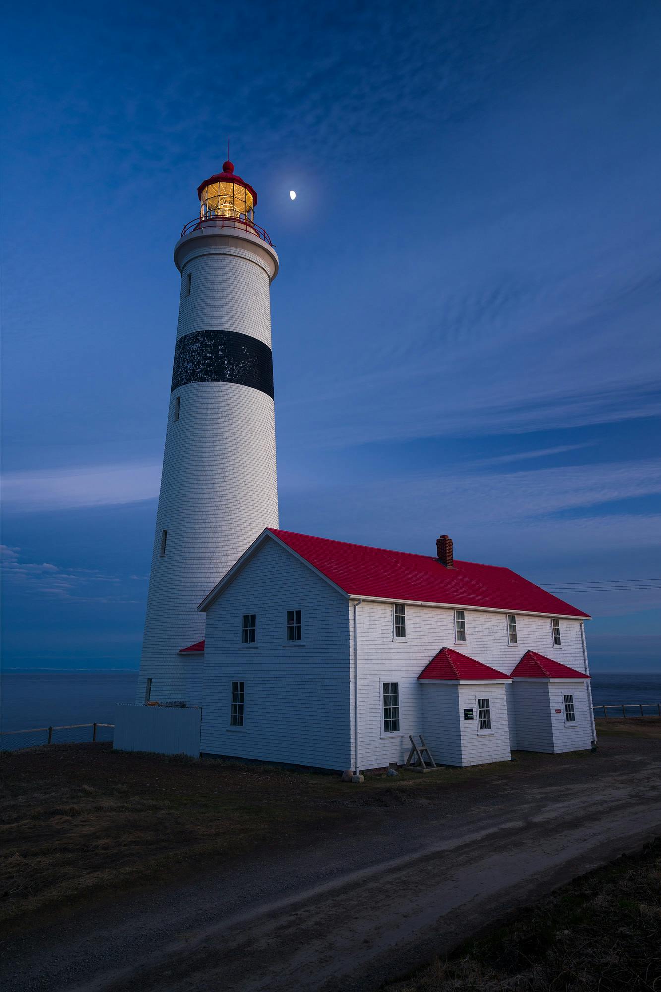 Twilight Moon at Point Amour Lighthouse
