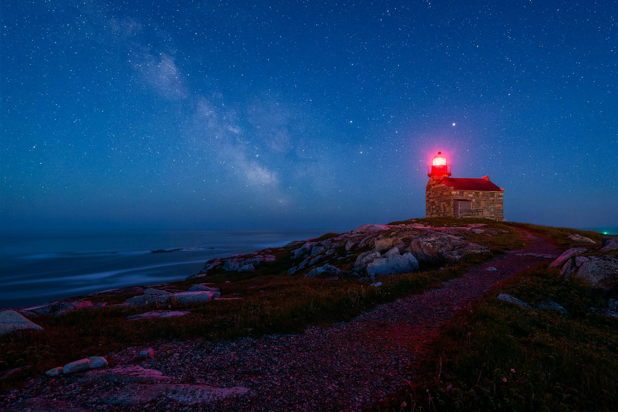 Twilight Milky Way at Rose Blanche Lighthouse