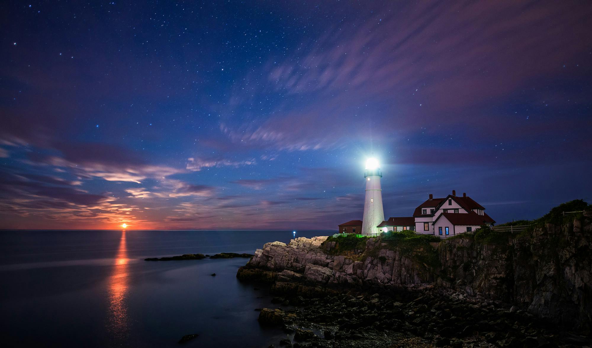 Moonrise at Portland Head Lighthouse, Maine