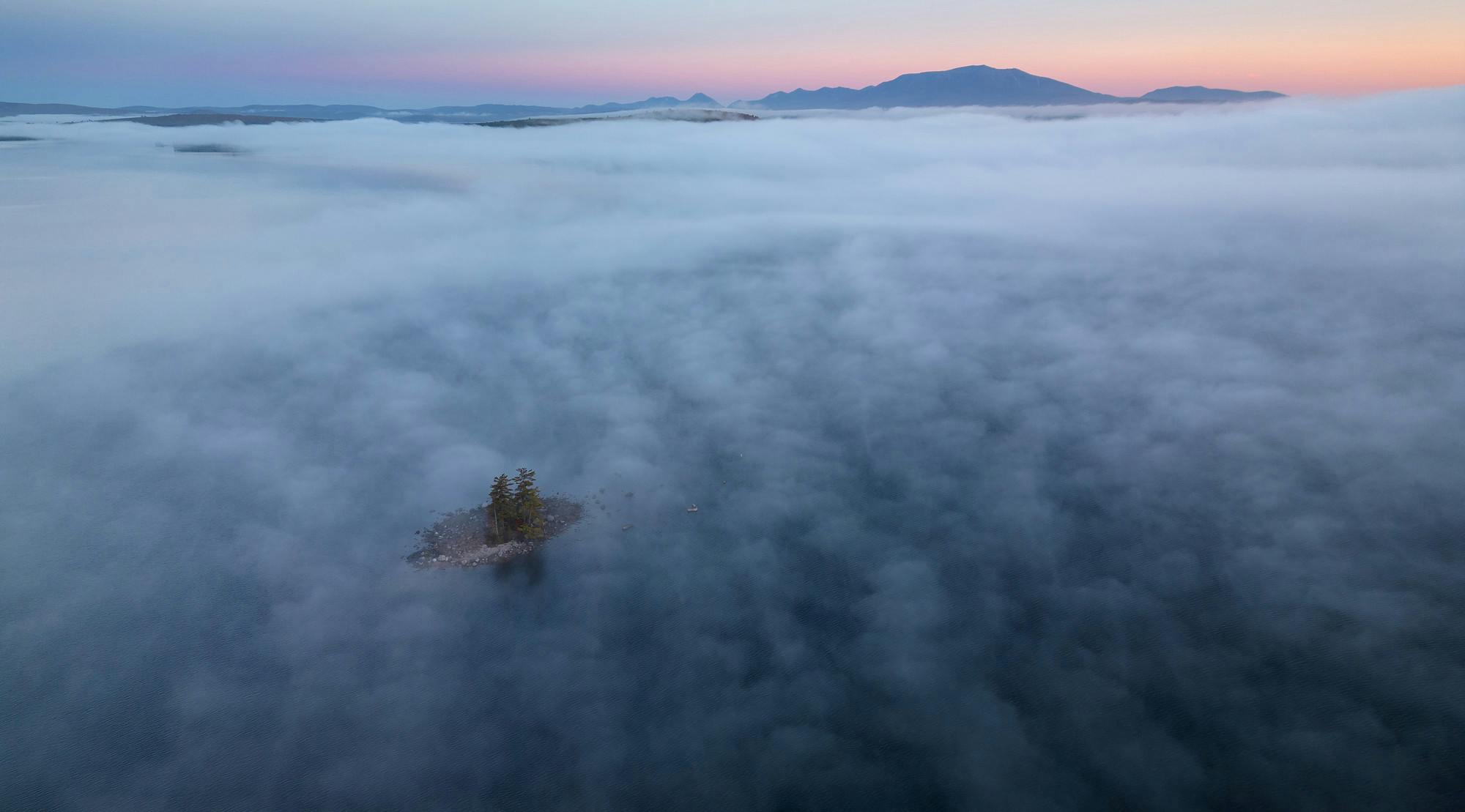 Mt. Katahdin Over Fog on South Twin Lake