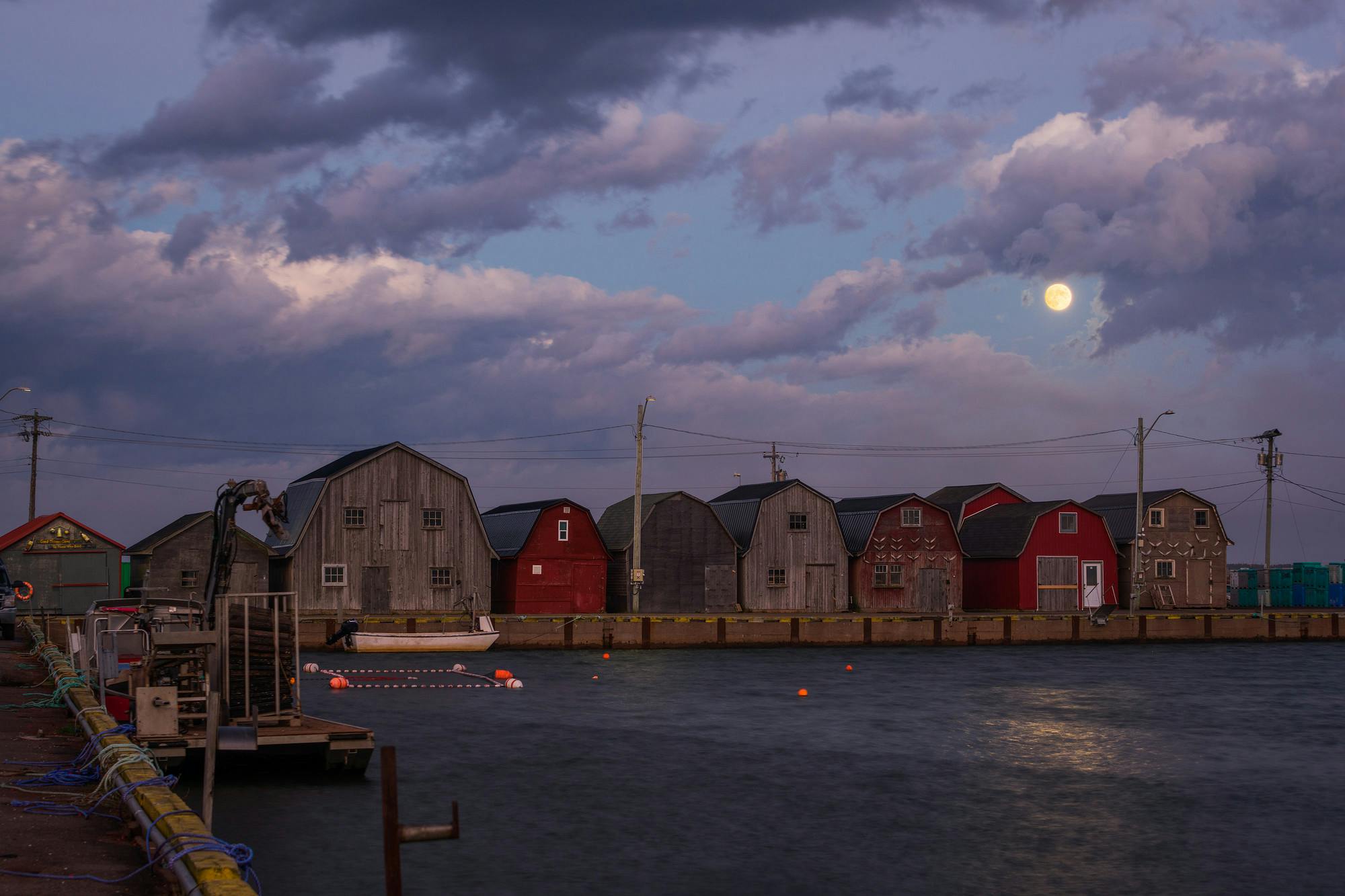 Moonrise at Malpeque Wharf