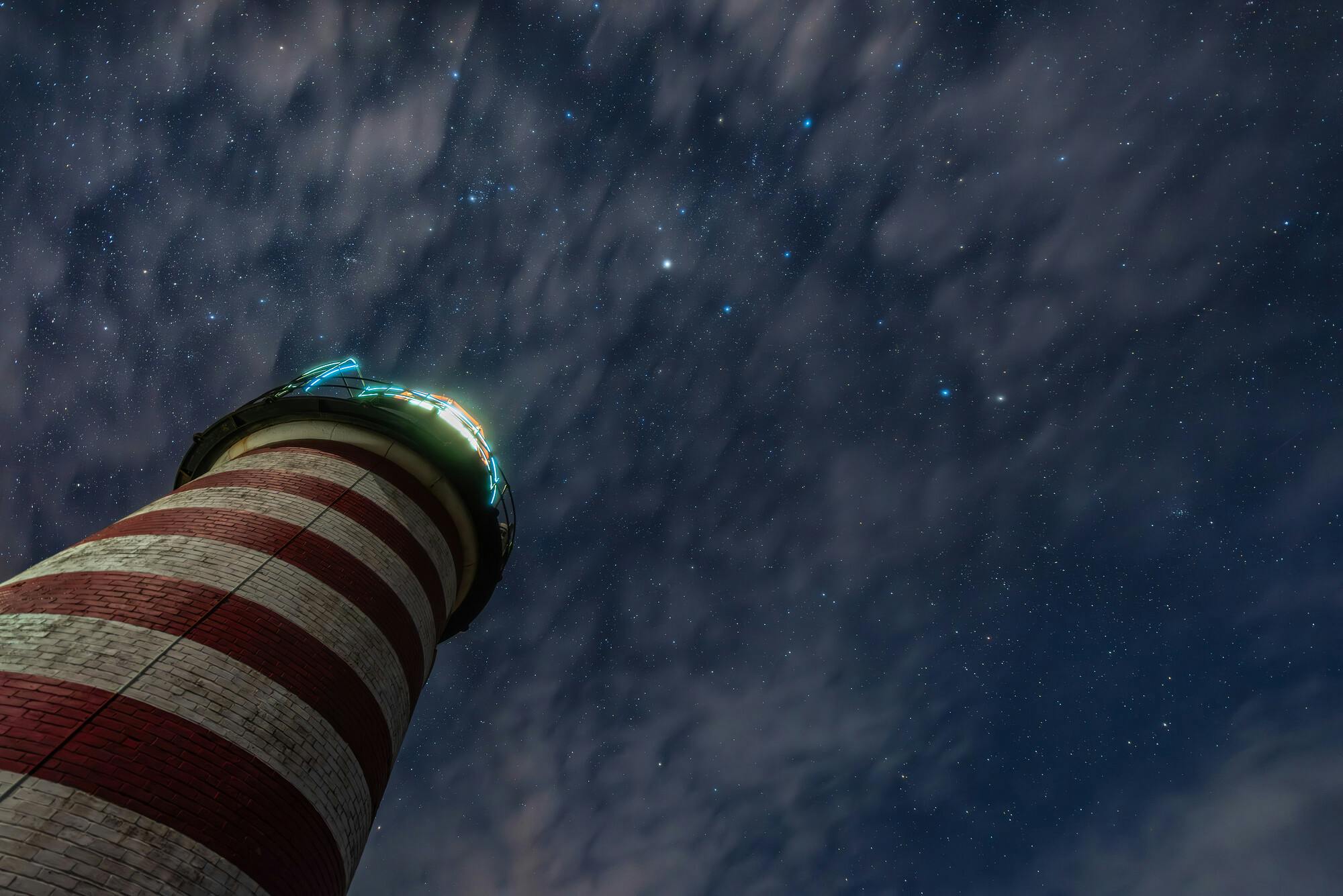 Stars and Clouds Over West Quoddy Head Lighthouse