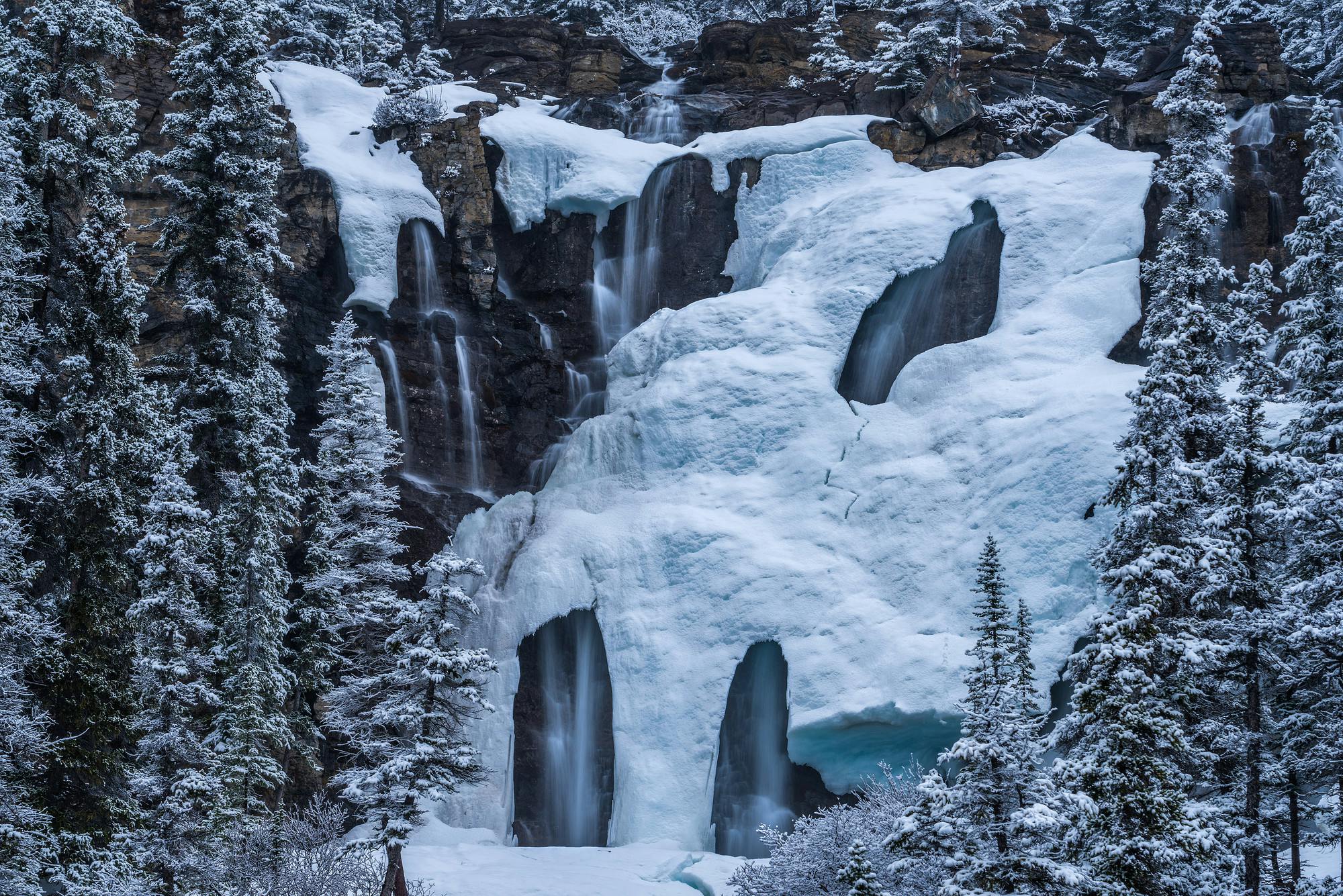 Snowy Waterfall Windows at Tangle Falls