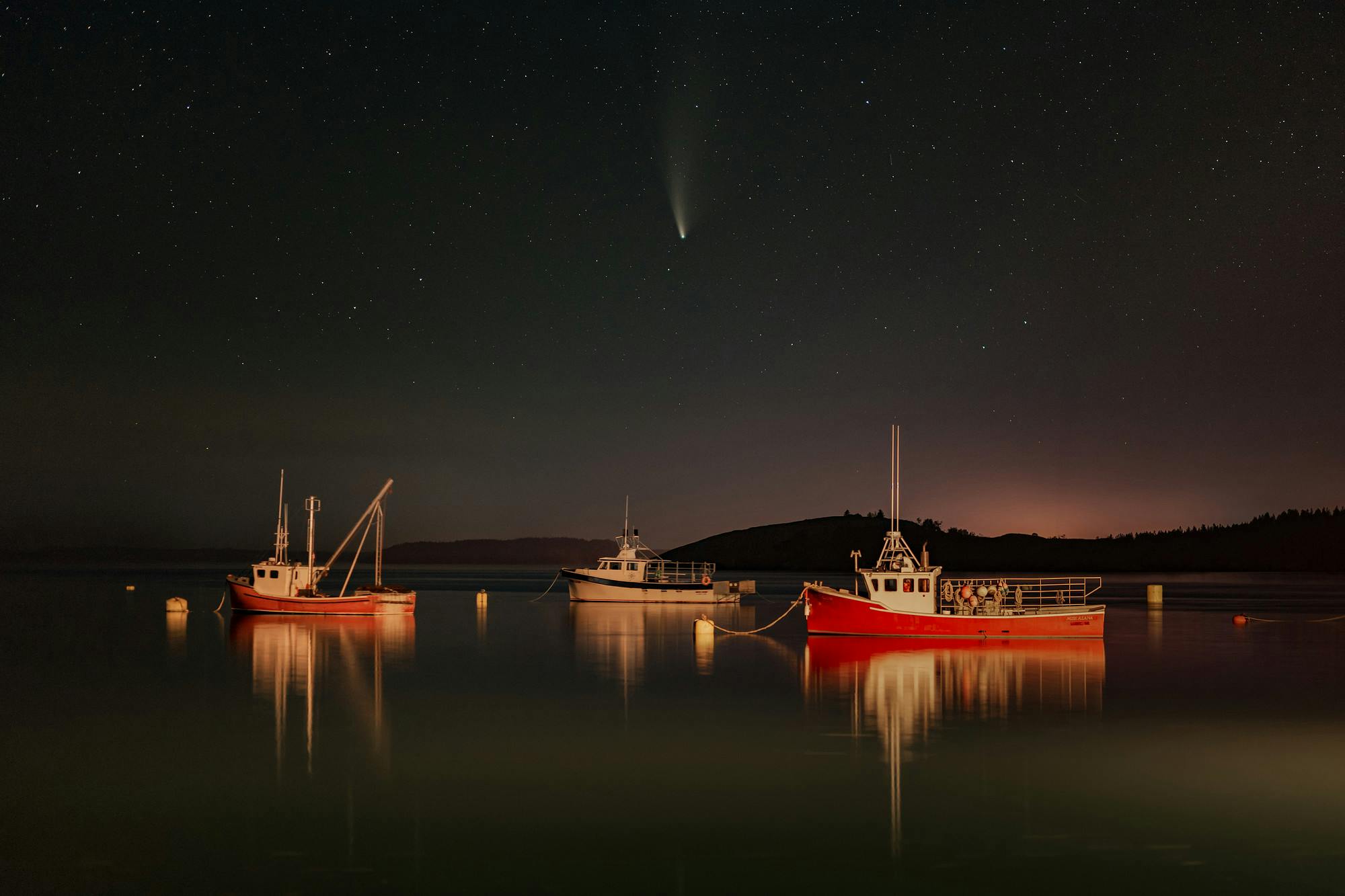 Comet Neowise Over Lubec Boats
