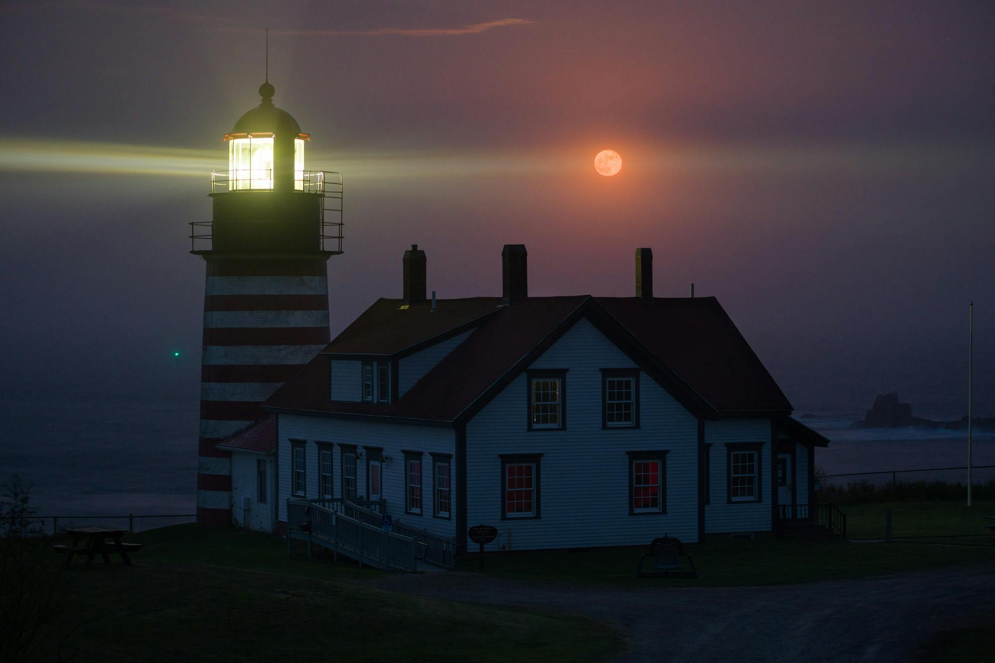 Moonrise Over West Quoddy Head Lighthouse