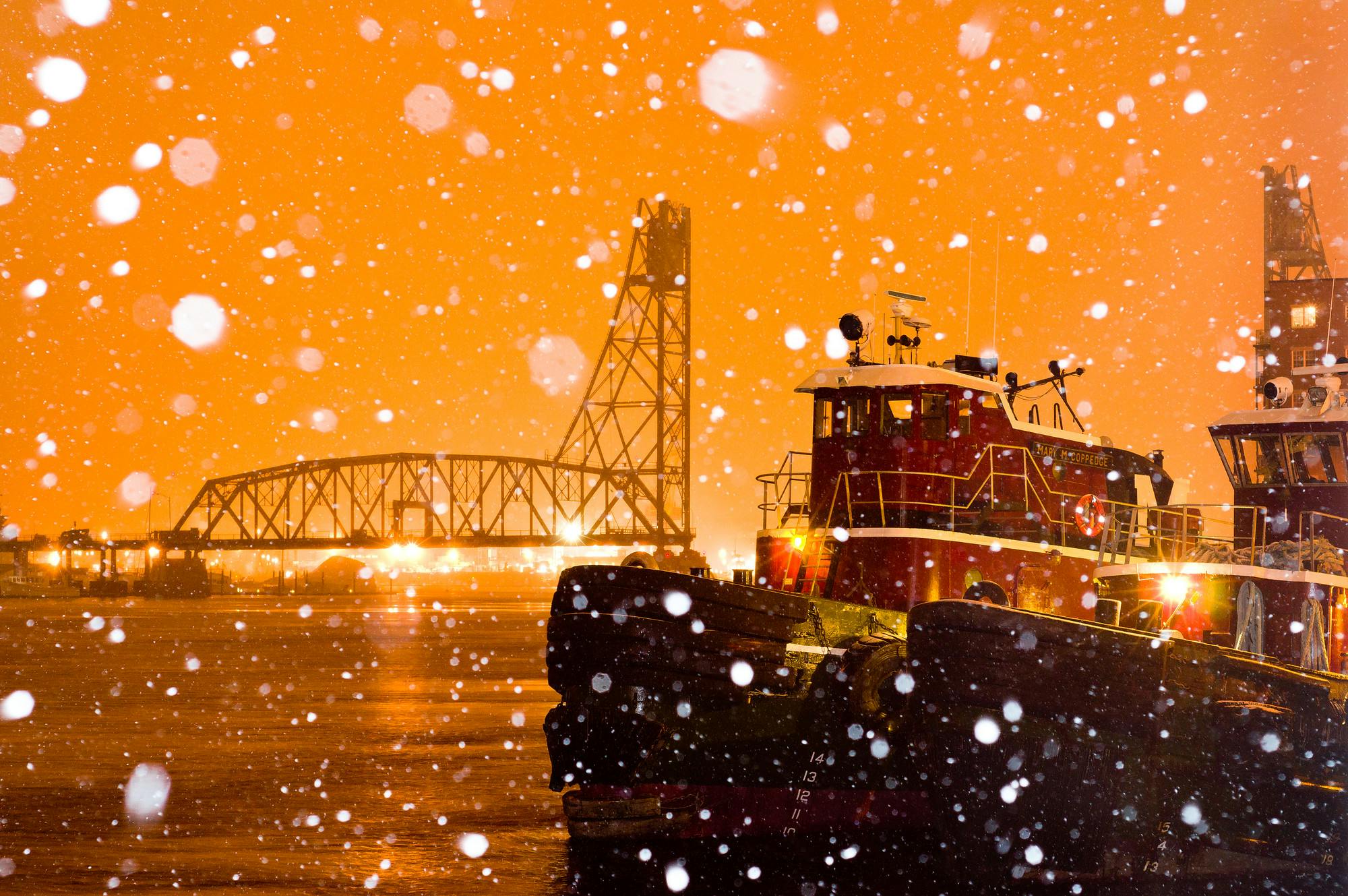 Tugboats in the Snow